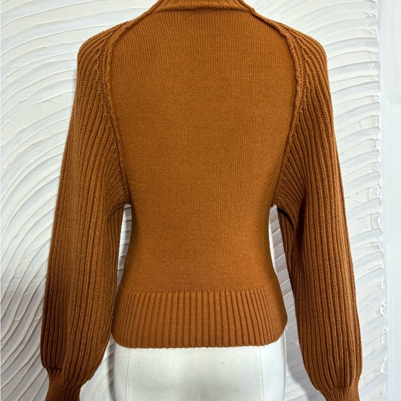 Anthropologie Maeve Mock Neck Raglan Ribbed Sleeve Pullover Sweater - Picture 5 of 8